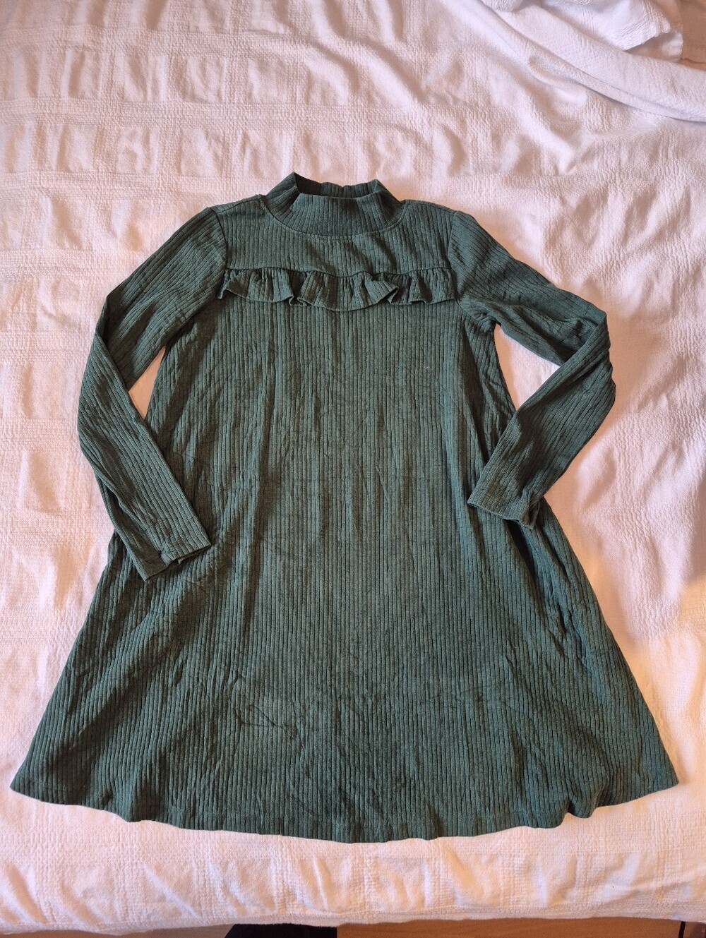Hanna Andersson girls size 140 or 10 dark green long sleeve dress VGUC or better